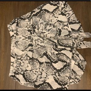 Tie front snake print shorts